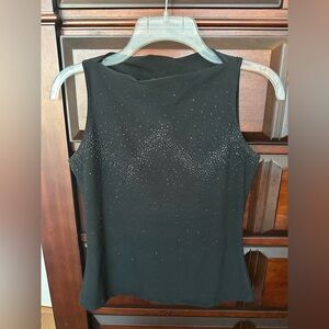 Elegant Black Sleeveless Studded Rhineston Bling Top Classic Sz Medium